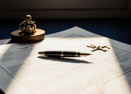 Contratto legale marittimo su scrivania in legno